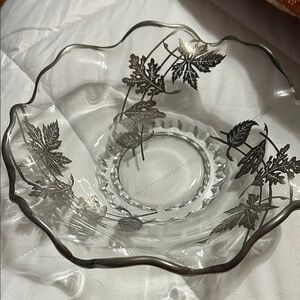 Vintage Silver Leaf Glass Bowl